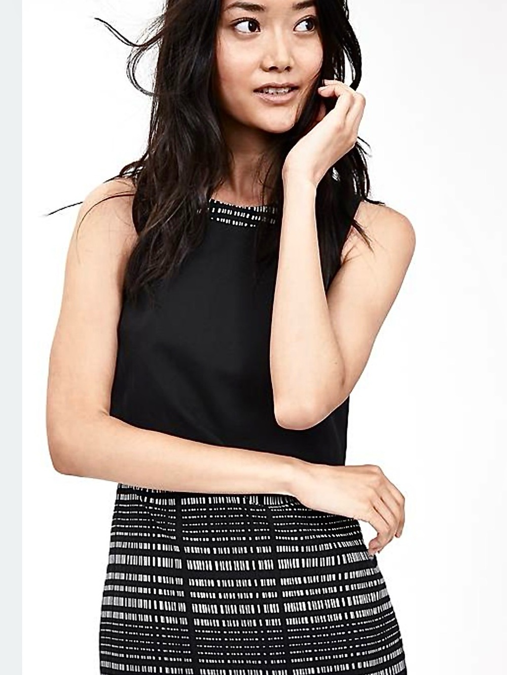 Banana Republic Women’s Black and White Layered Jacquard Dress Size 10P NWT
